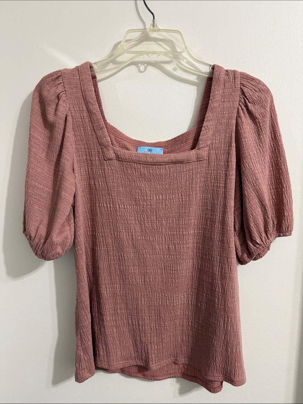CeCe Square Neck Puff Sleeve Blouse - Dusty Rose